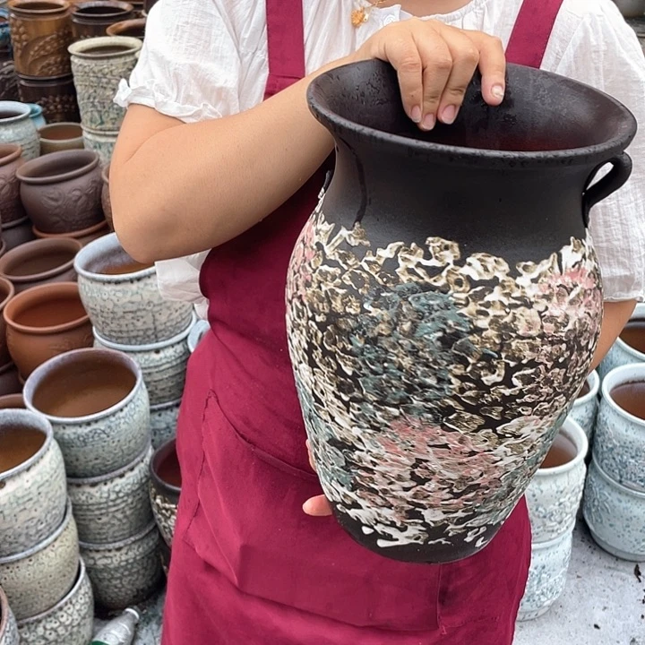 紫砂花盆口20高32瑕疵瑕疵