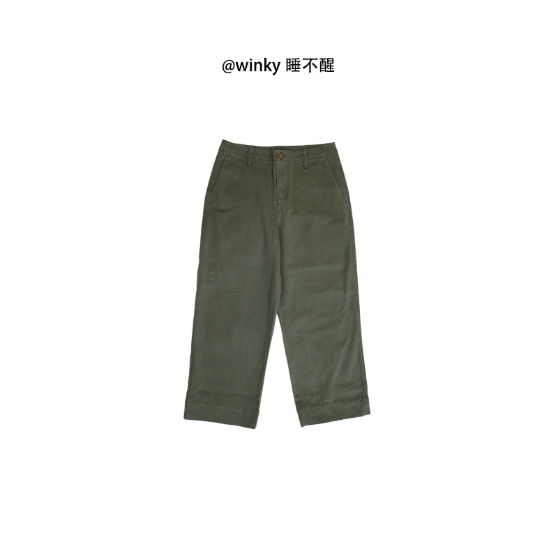 直筒型棉感微弹力休闲9分机场裤