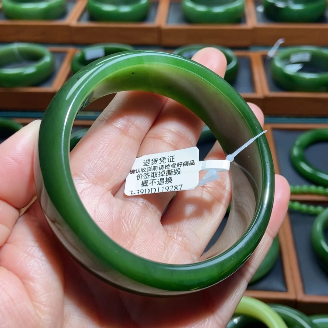 和田玉（碧玉）未镶嵌手镯冰绿5960