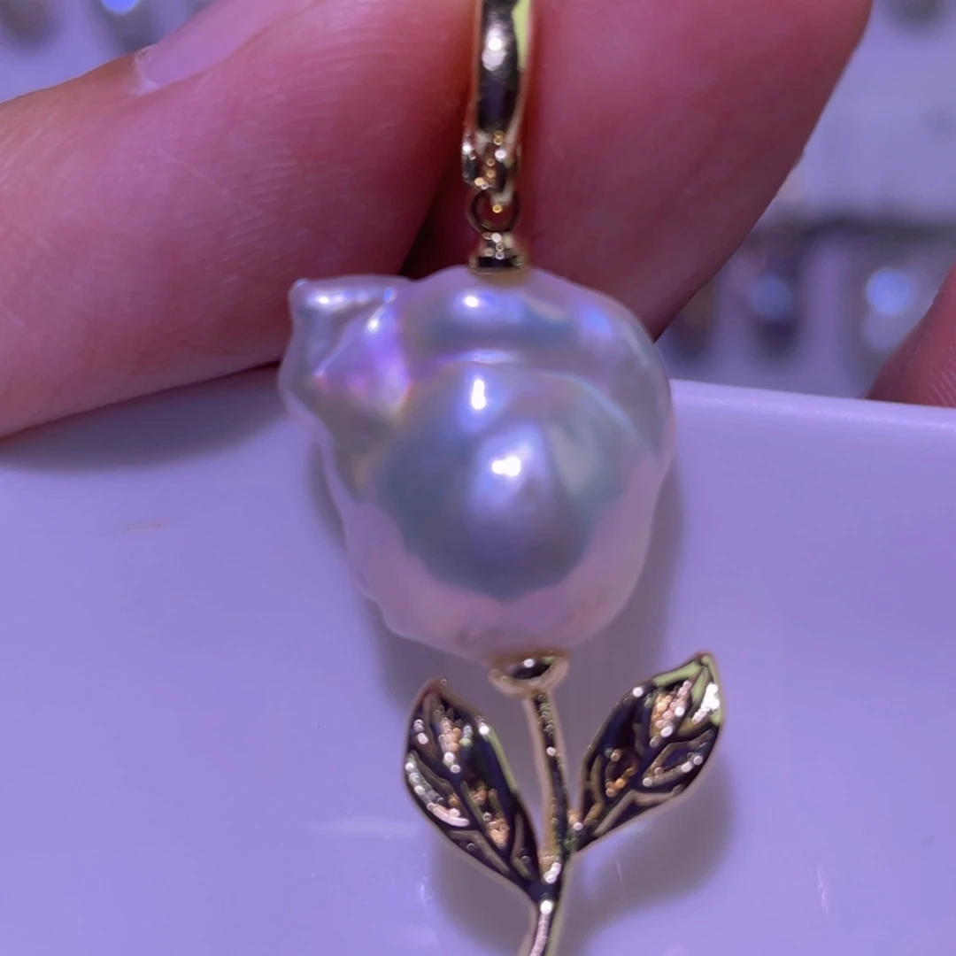 淡水珍珠天然淡水珍珠吊坠银S925镶嵌