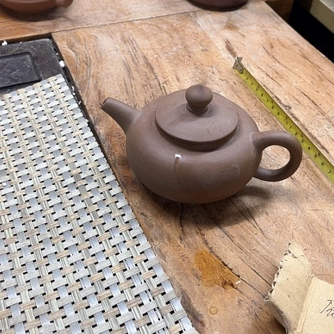 微瑕，明火，泡茶壶约250毫升扁壶大号