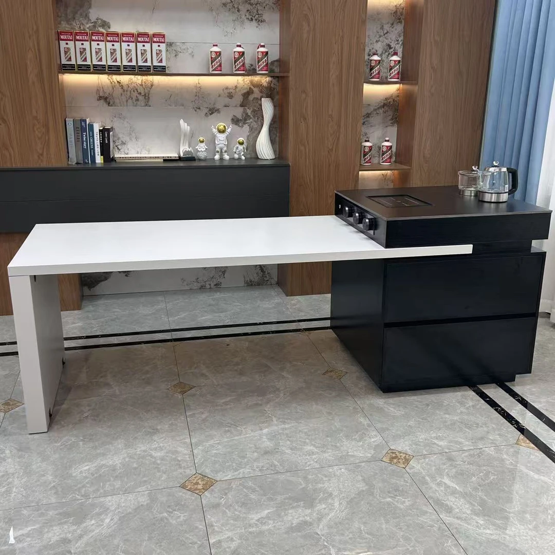 意式极简岛台餐桌一体可定制岩板家用大户型高端轻奢中岛台一体桌