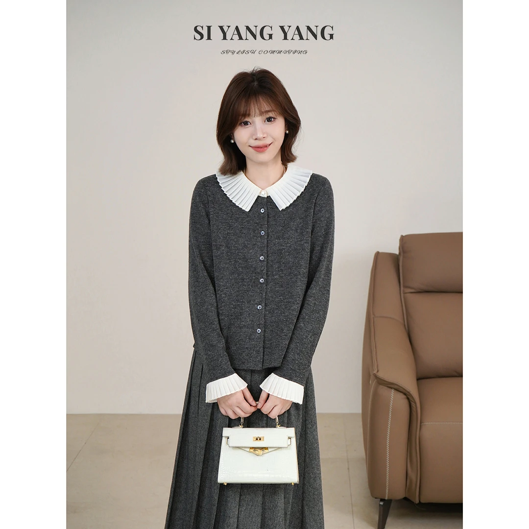 斯洋洋SIYANG羊毛混纺泡泡袖针织通勤百搭减龄上衣SY510A082SYY