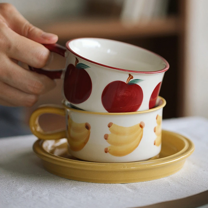 泽滕家可爱杯碟新款2025漂亮好看的情侣款一对漂亮好看拿铁拉花杯