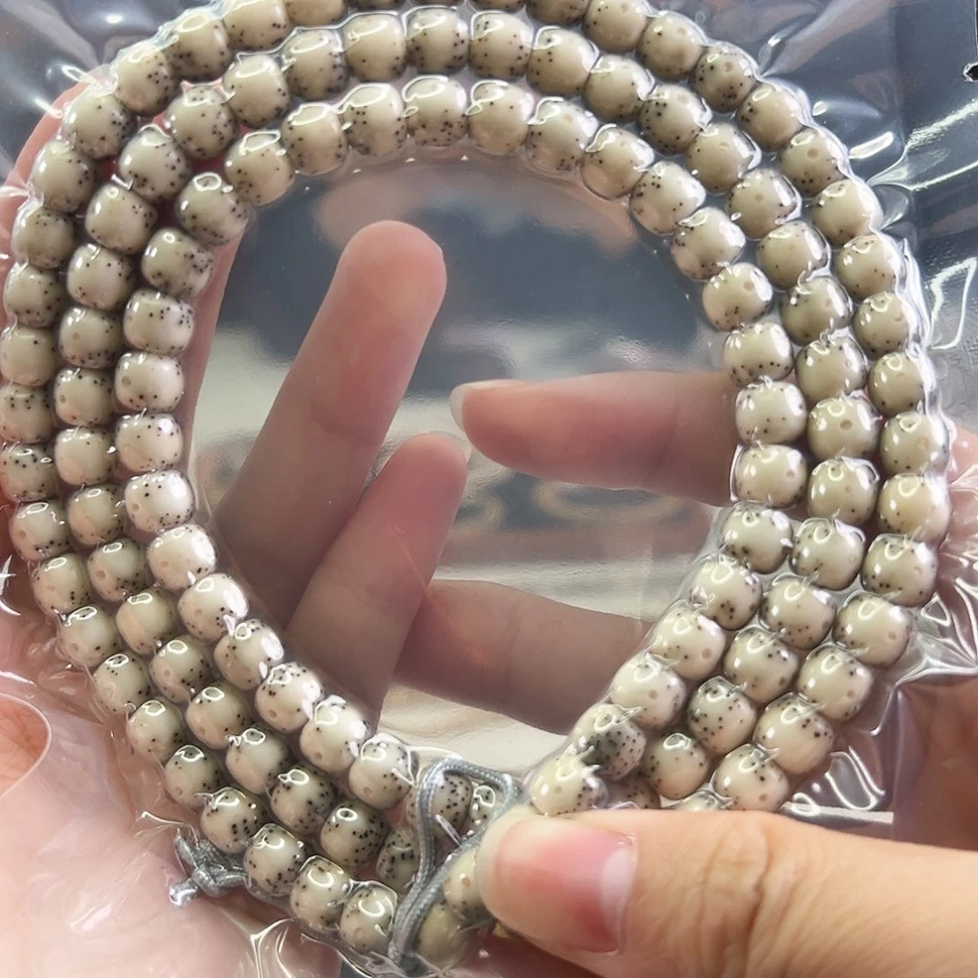 手串星月菩提Fqh8*7石玉料骨瓷白 大通体留白 颗粒星