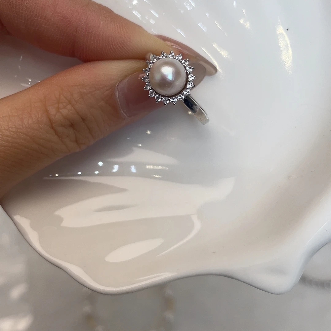 银S925镶嵌海水珍珠戒指