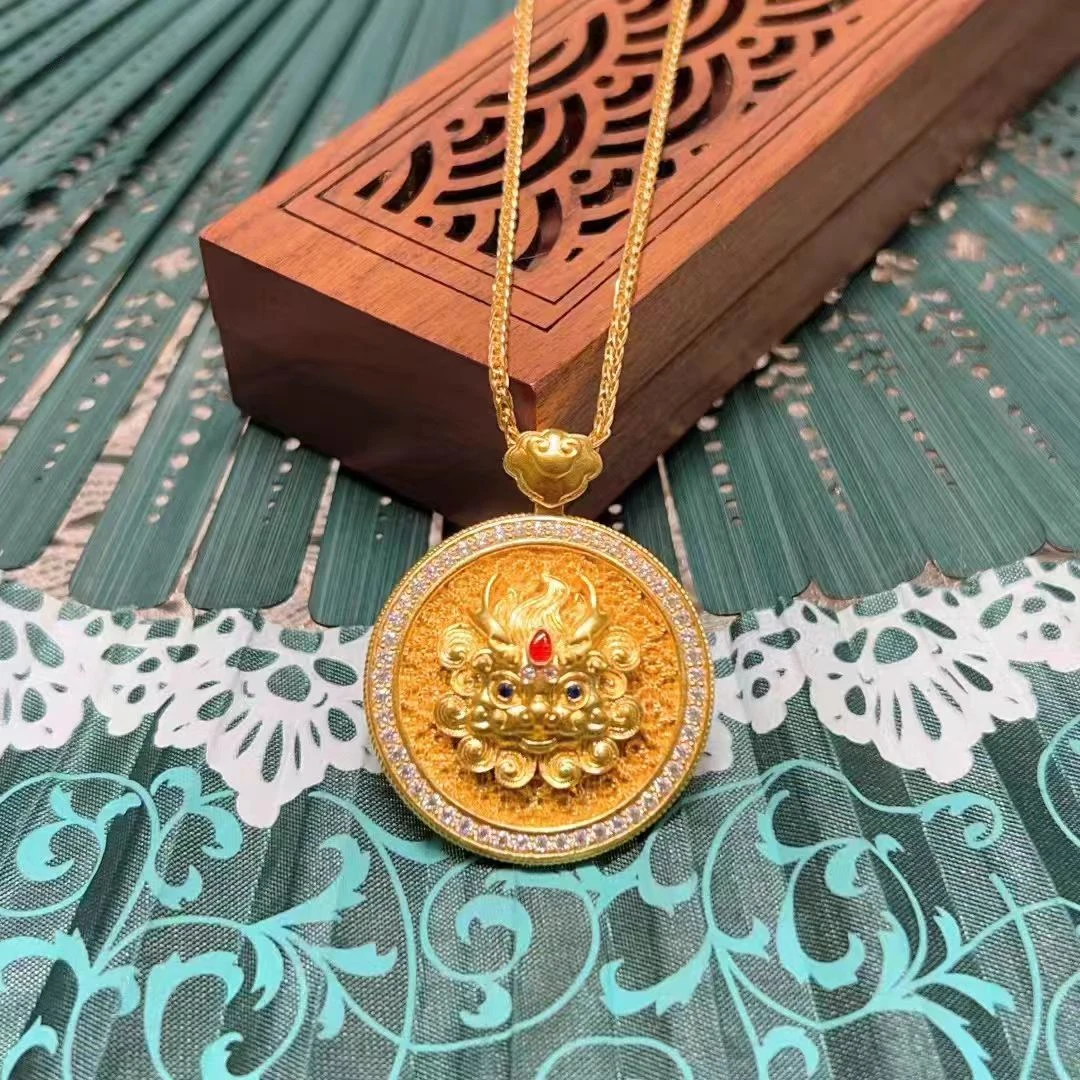 合金吊坠 镶嵌瑞兽貔邱吊坠