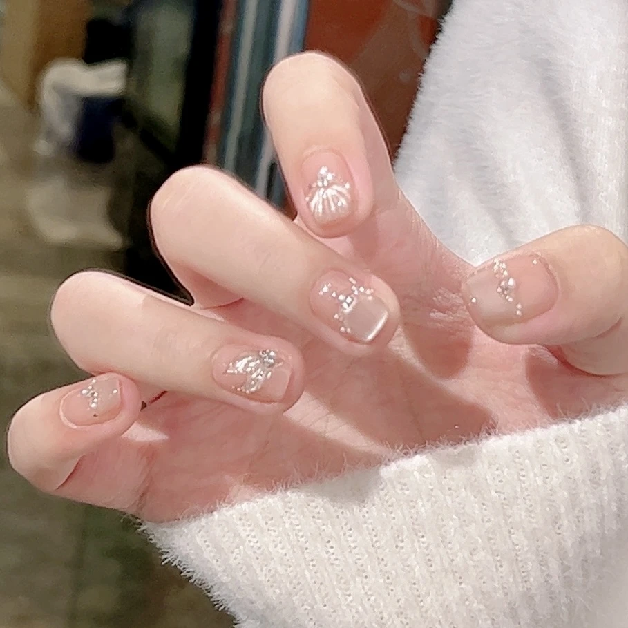 【塞纳人鱼】三仟手工穿戴甲 法式拼钻猫眼立体手绘款 气质温柔美甲