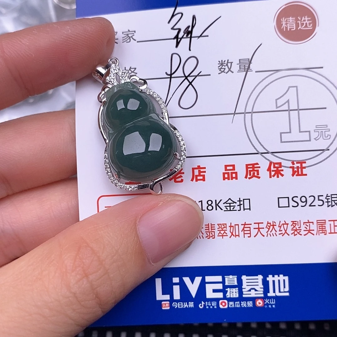 辰***店翡翠银S925镶嵌颈饰