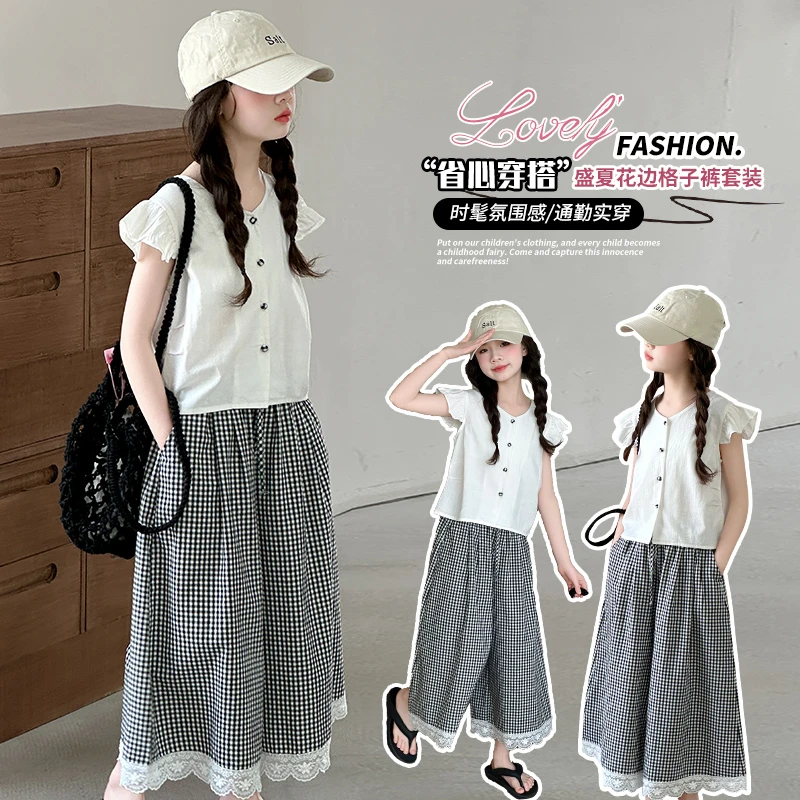 女童夏季运动套装2025新款女大童网红夏装儿童T恤裤子休闲两件套