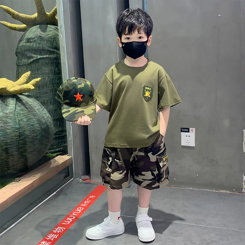 儿童迷彩服套装夏季男童军装特种兵夏令营衣服2025新款男孩演出服