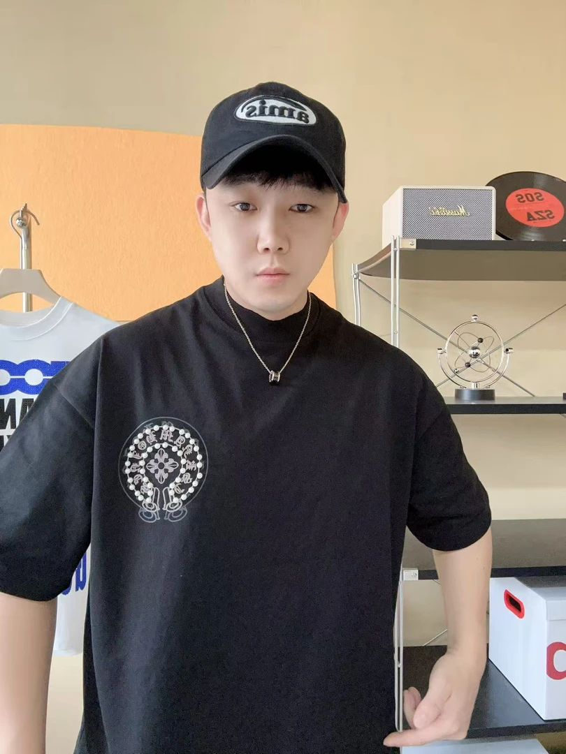 MISSBAO2025新款（KE罗珍珠短袖）四季短袖宽松潮流时尚纯棉