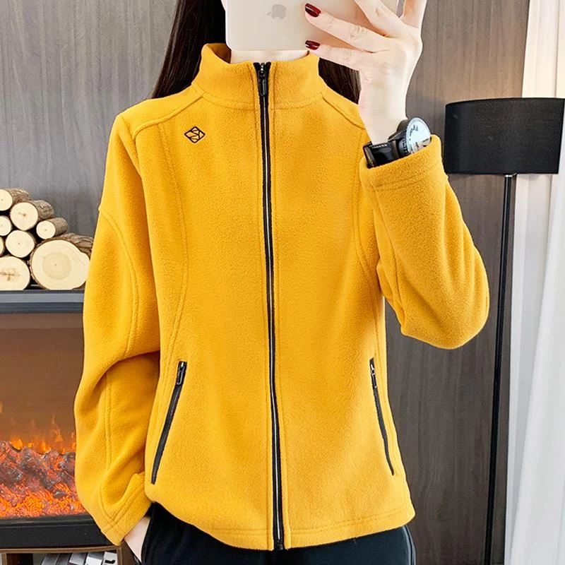 2025新款秋冬季高级感卫衣女加绒摇粒绒运动休闲保暖立领开衫外套