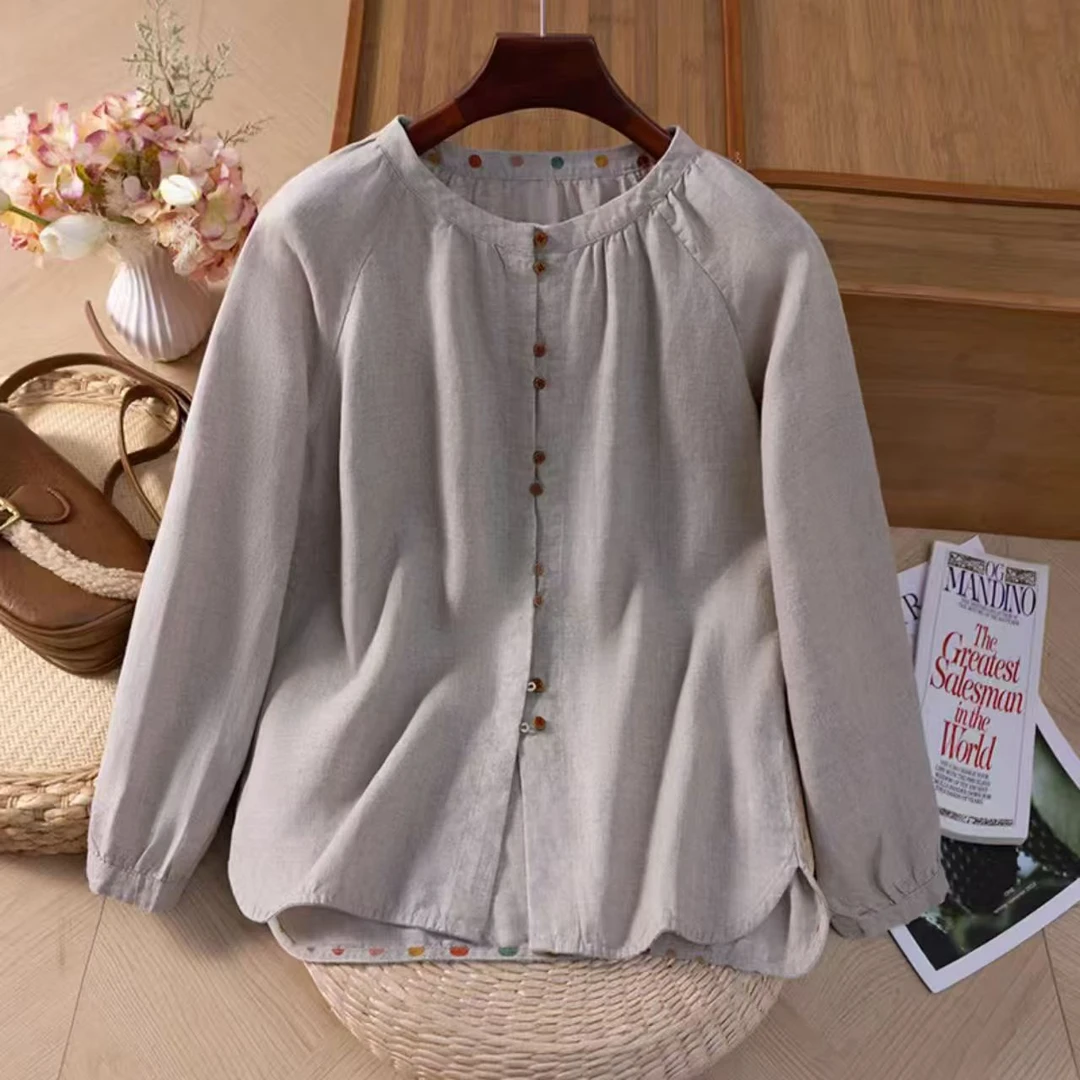 【雨露黄金纱】100%汉麻双雨露14支百搭长袖女装【1256】