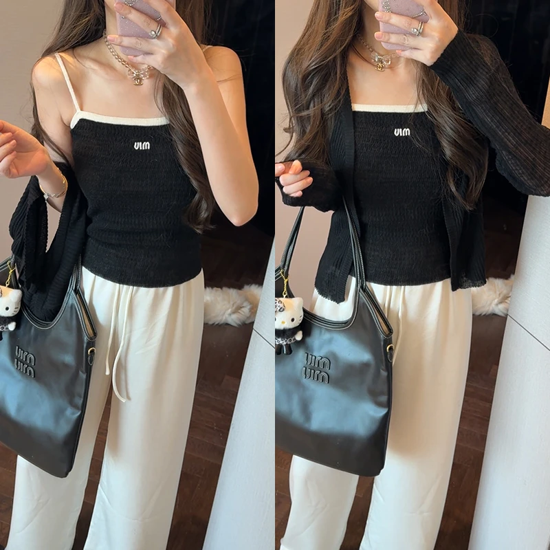 【mimius】琳琳辣妹时尚运动风撞色吊带+开衫 WG03110