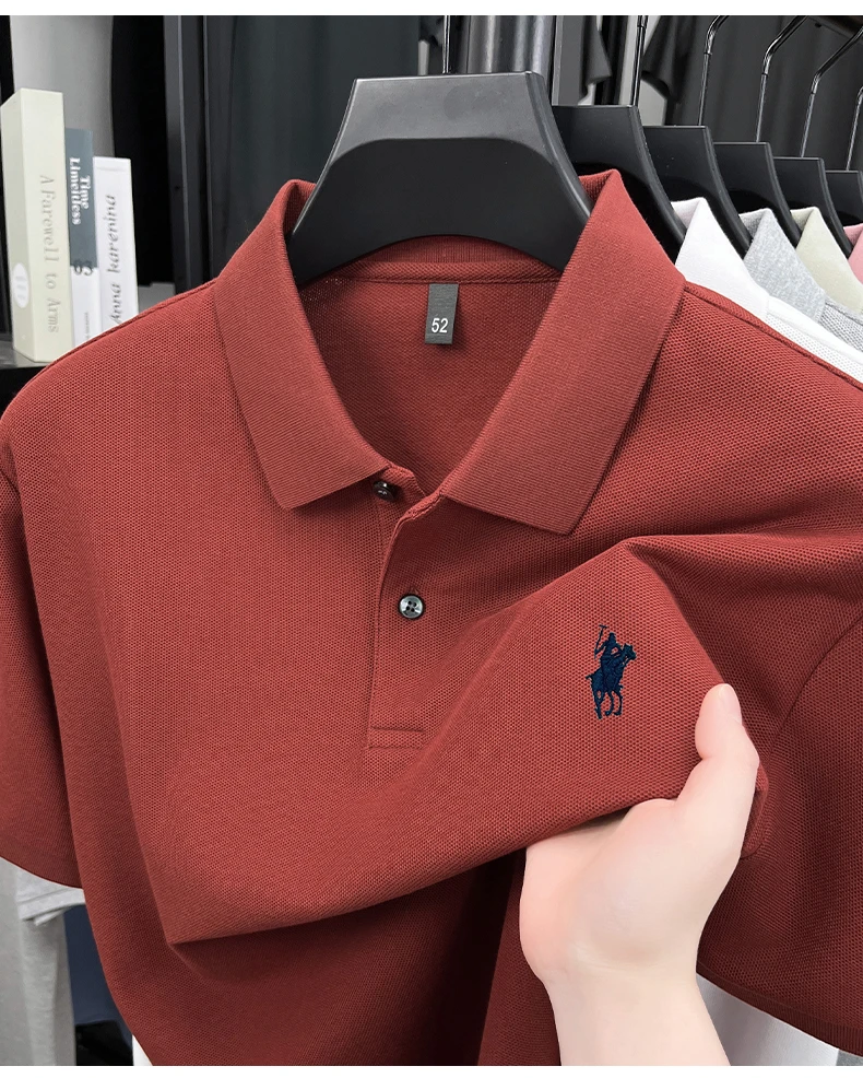 重磅【100%纯棉】T恤男士夏季翻领净版刺绣马标短袖POIO衫商务