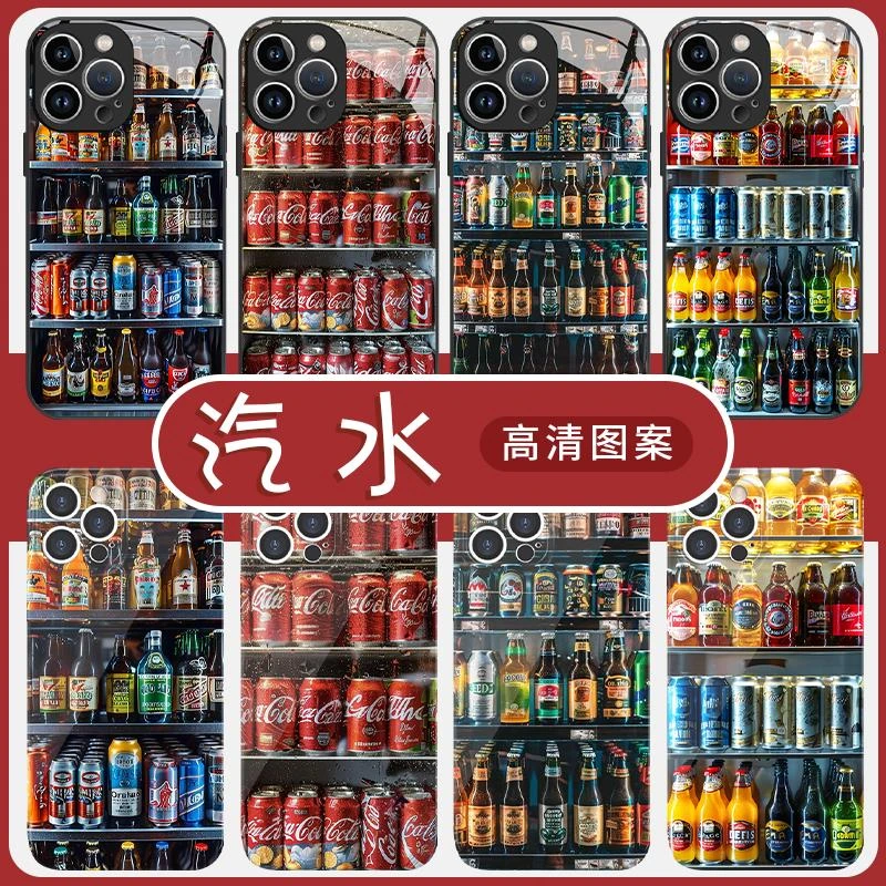 适用汽水高级感苹果16pro华为pura70夏日感iPhone15promax手机壳