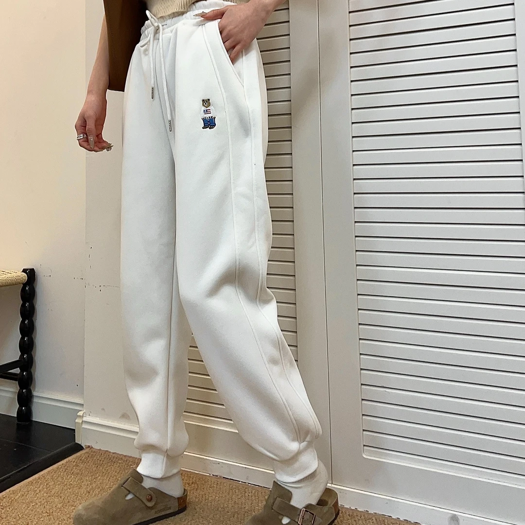 K206冬季加绒新款时尚韩版刺绣女士休闲运动卫裤24-221