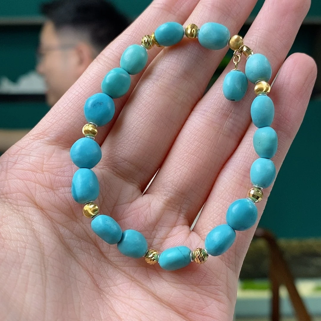 绿松石18K金镶嵌珠宝奇石