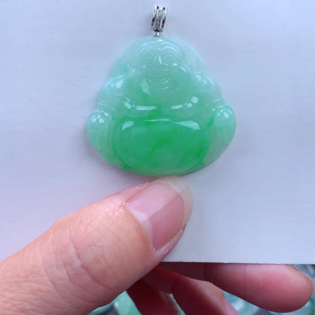 翡翠吊坠(不含链)18K金镶嵌
