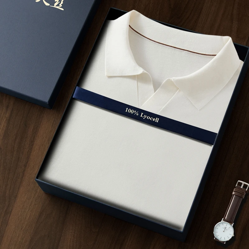 男士精纺织莱赛尔天丝意大利简约海鸥领短袖暖烁5119-16G-065