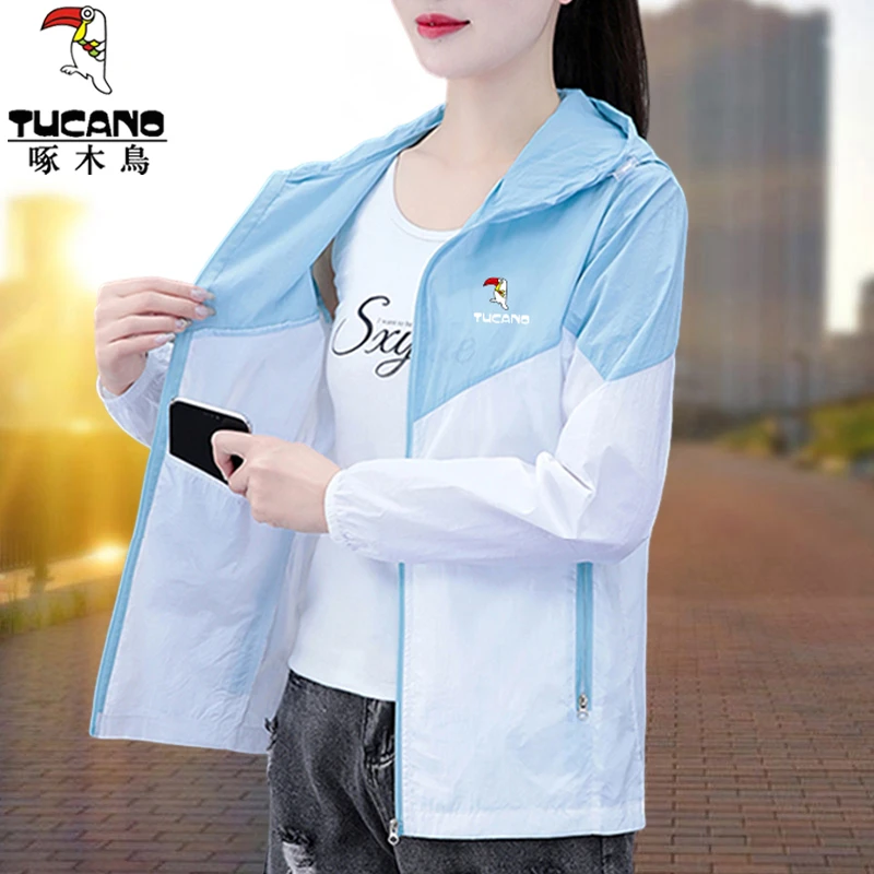 啄木鸟冰丝防晒衣女款夏季2025新款防紫外线透气宽松短款薄款外套