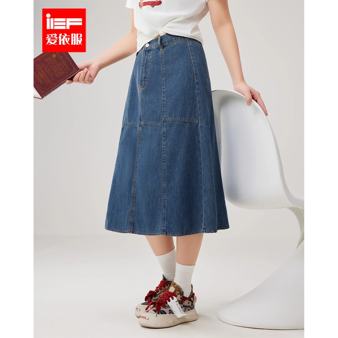 IEF/爱依服2025夏季韩版百搭时尚简约新款大码通勤牛仔半身单裙