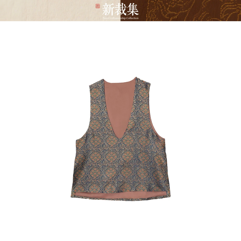 【新裁集NCC】中式复古花纹碎花提花国风文艺设计马甲XCJ2509000013