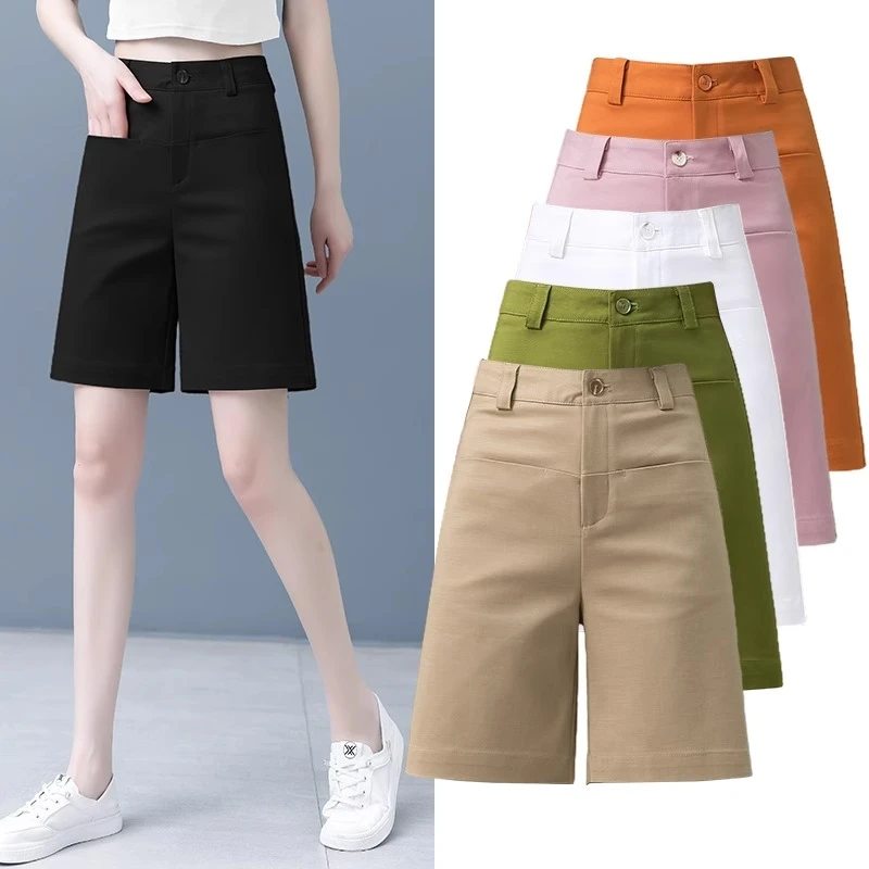 莱赛尔天丝宽松薄款五分短裤女2025年夏季高腰百搭休闲直筒阔腿裤