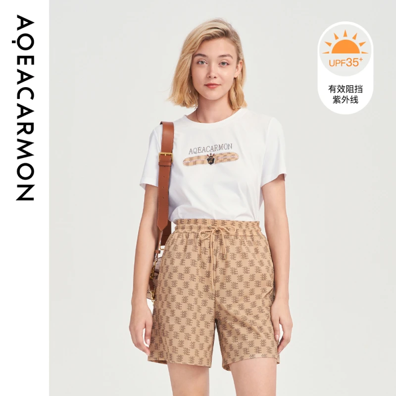 【粉丝专属】雅格上美 春季棉桑蚕白色女士短袖T恤 A23CF01J33