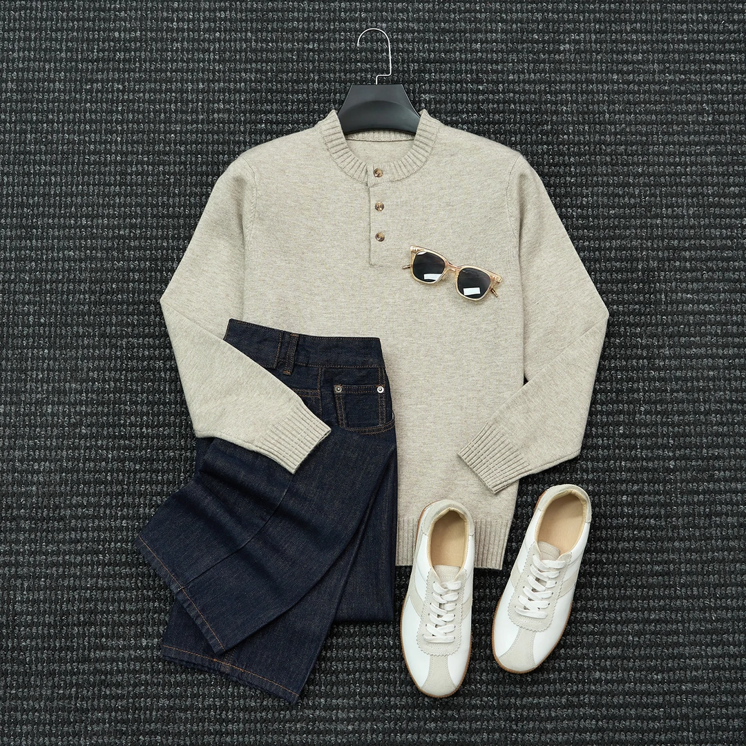 Gentrix·秋冬季保暖亨利领针织衫男士休闲百搭圆领毛衣羊毛衫男款