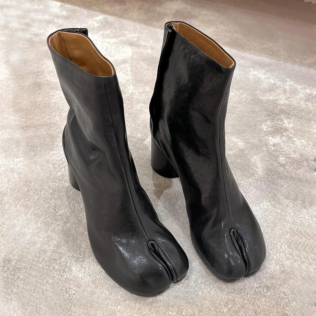 【澳门&专柜】【澳门专柜同款】「羊皮版」春季5cm猪蹄短靴百搭高跟真