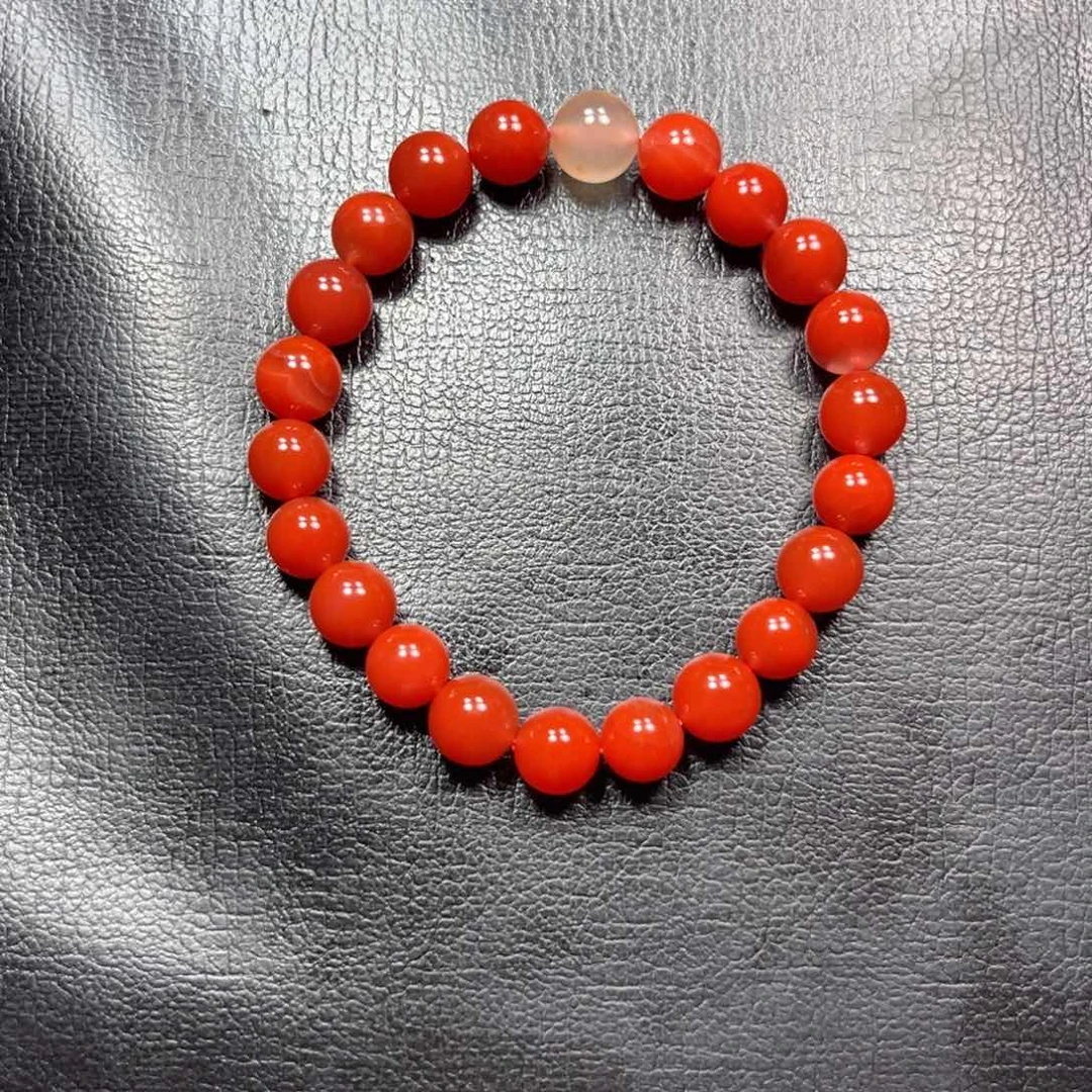 勤***^南红玛瑙未镶嵌手串卡9圆珠单圈