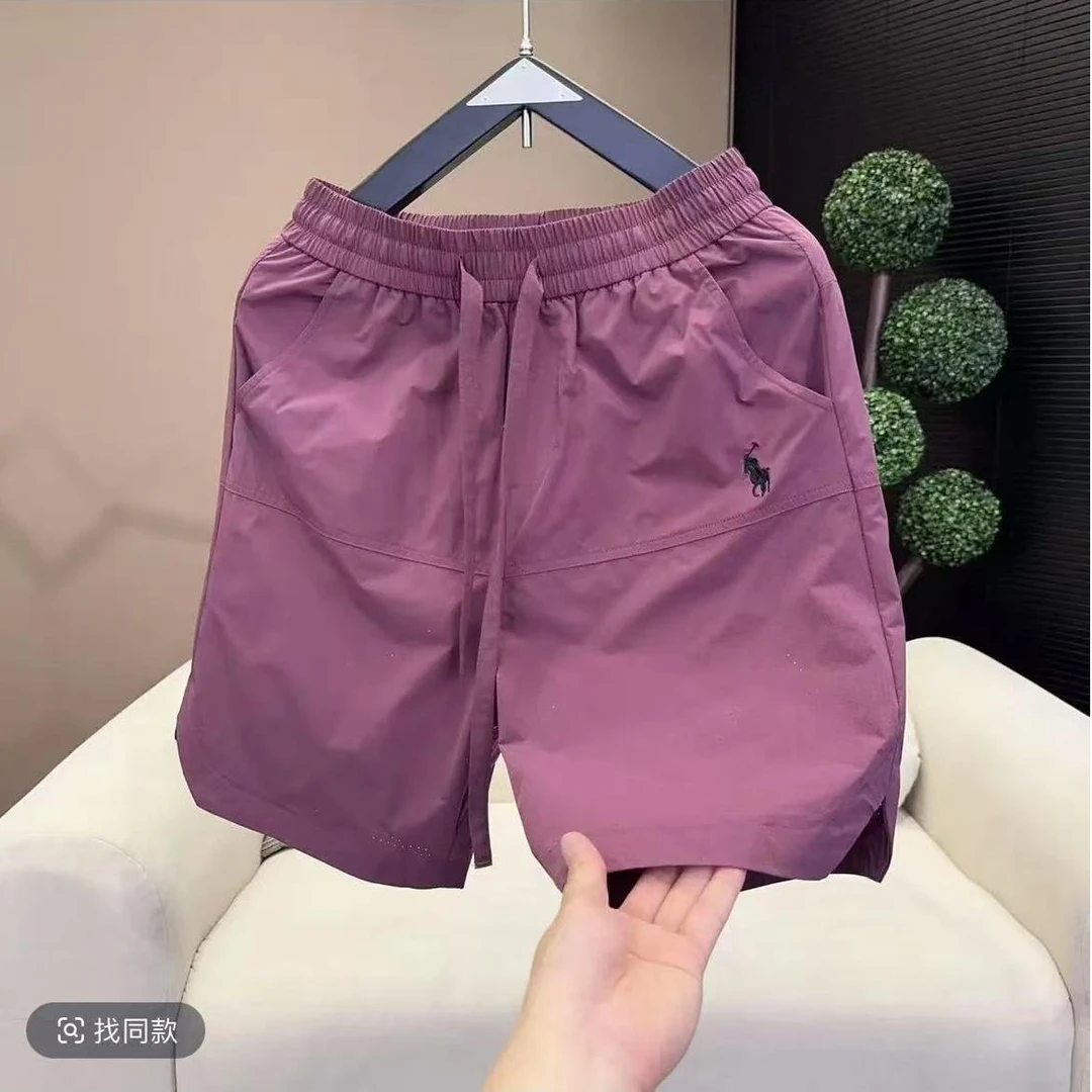 2025男士夏激光打孔透气休闲短裤直筒裤子刺绣时尚百搭潮流五分裤