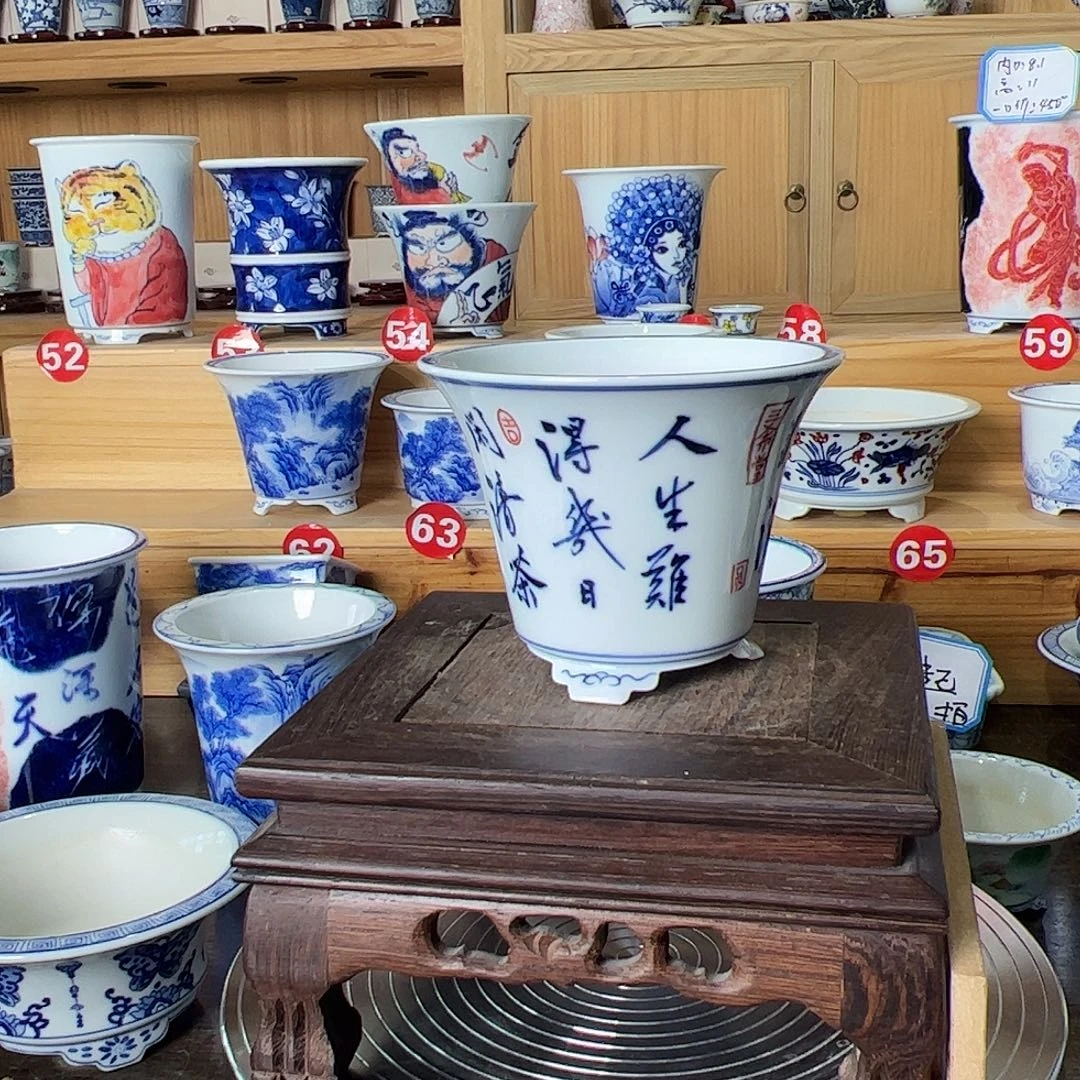 墨奈手绘陶瓷花盆