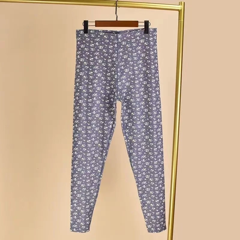 女款双面德绒碎花保暖秋裤【L】