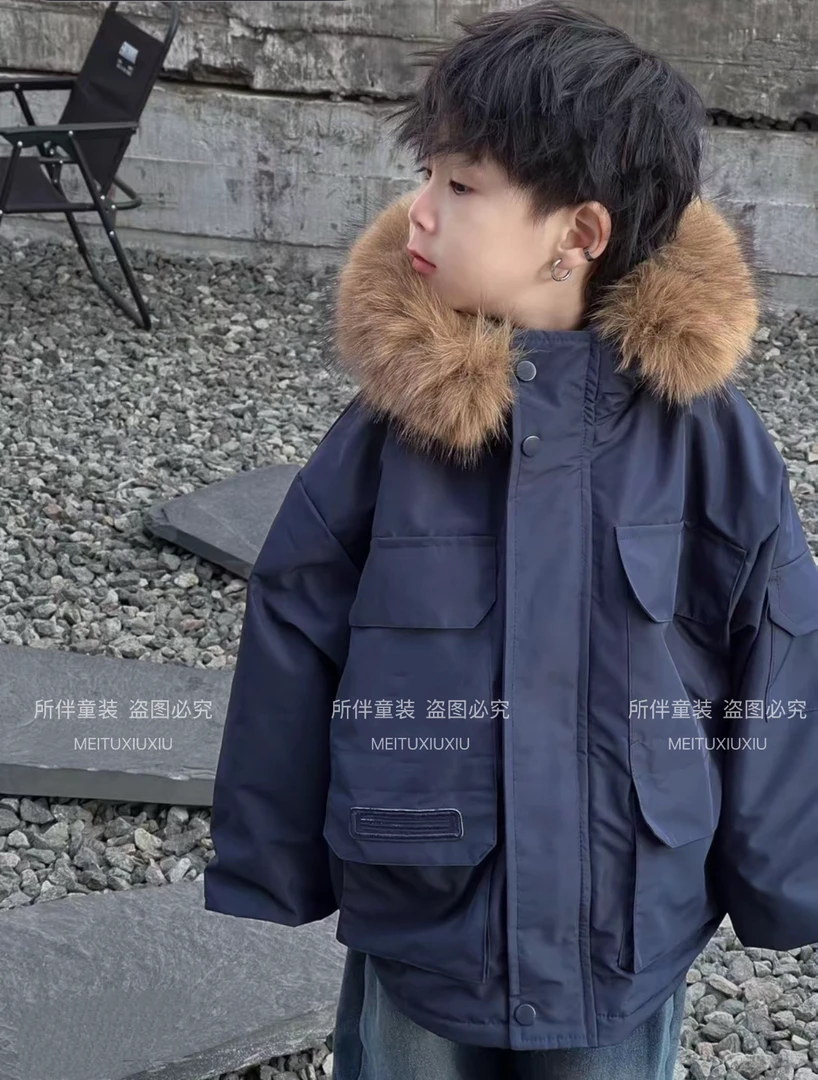 A5838男女童时尚洋气潮流休闲百搭秋冬季加毛派克服