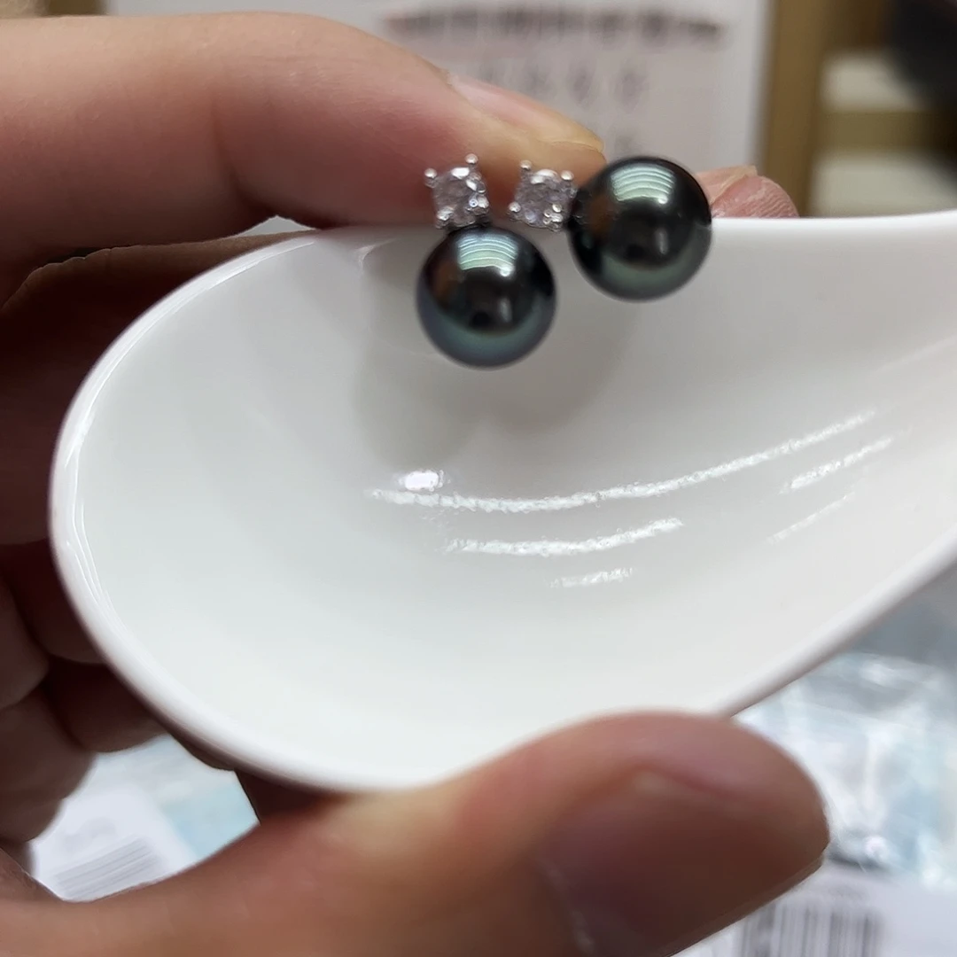 海水珍珠耳饰银S925镶嵌