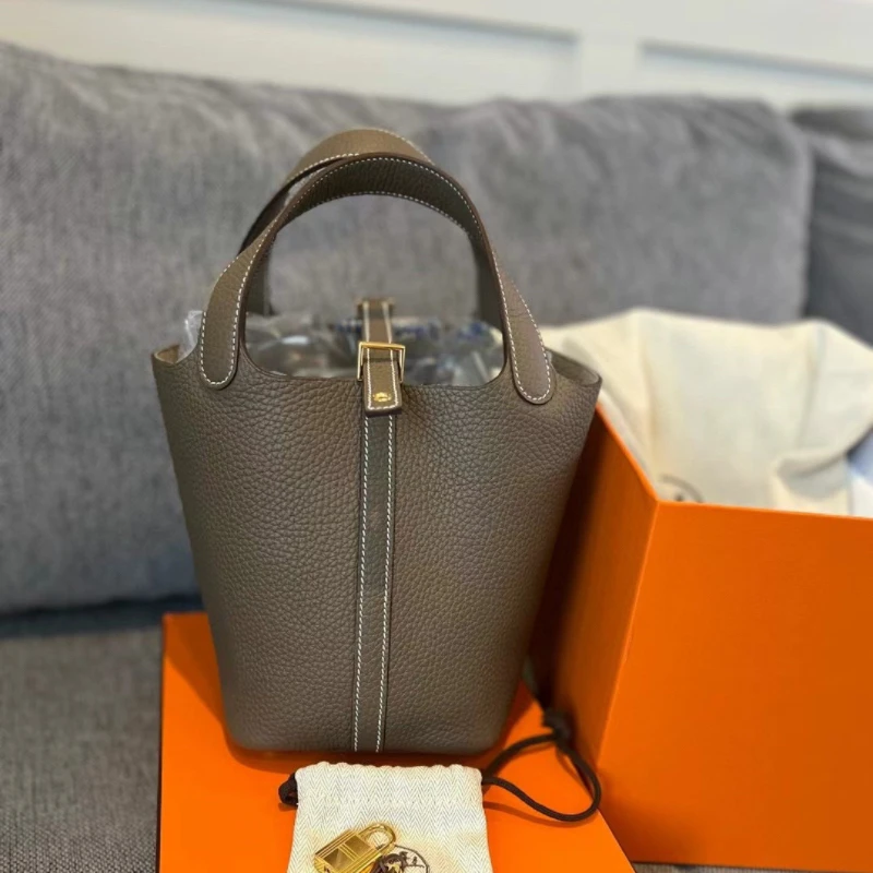 99新 Hermes/爱马仕 大象灰菜篮子18金扣