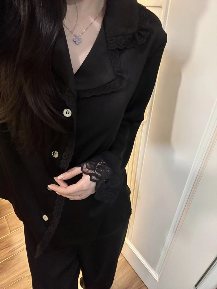 冰丝睡衣女款春秋爆款2025新款高级感ins女士带胸垫居家居服套装