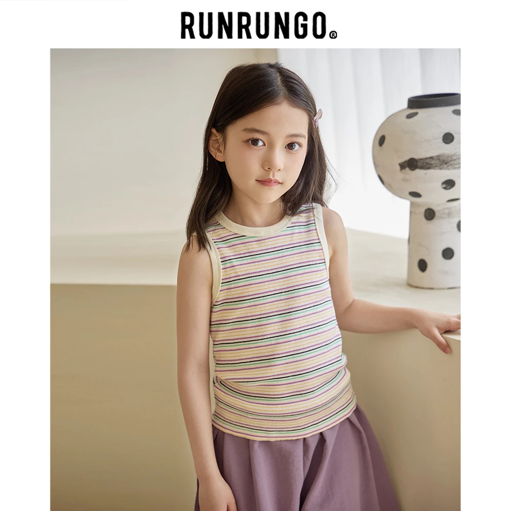 Runrungo【彩虹跳跳糖】25夏「坑条肌理」针织背心透气夏季儿童背心