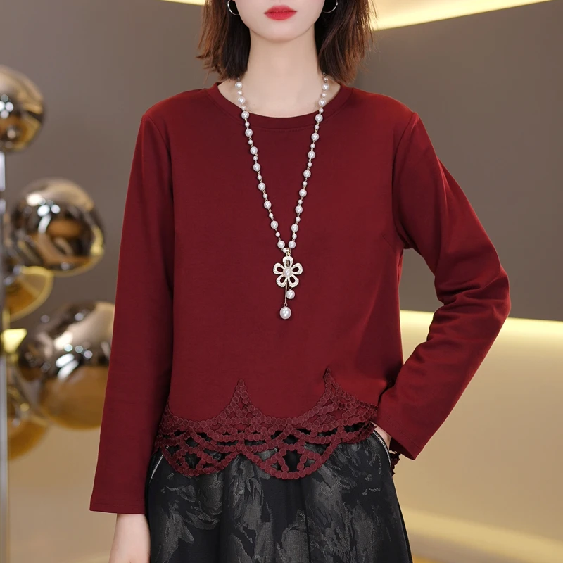 早秋气质新款T恤女显瘦洋气长袖女装百搭设计感宽松上衣 7013