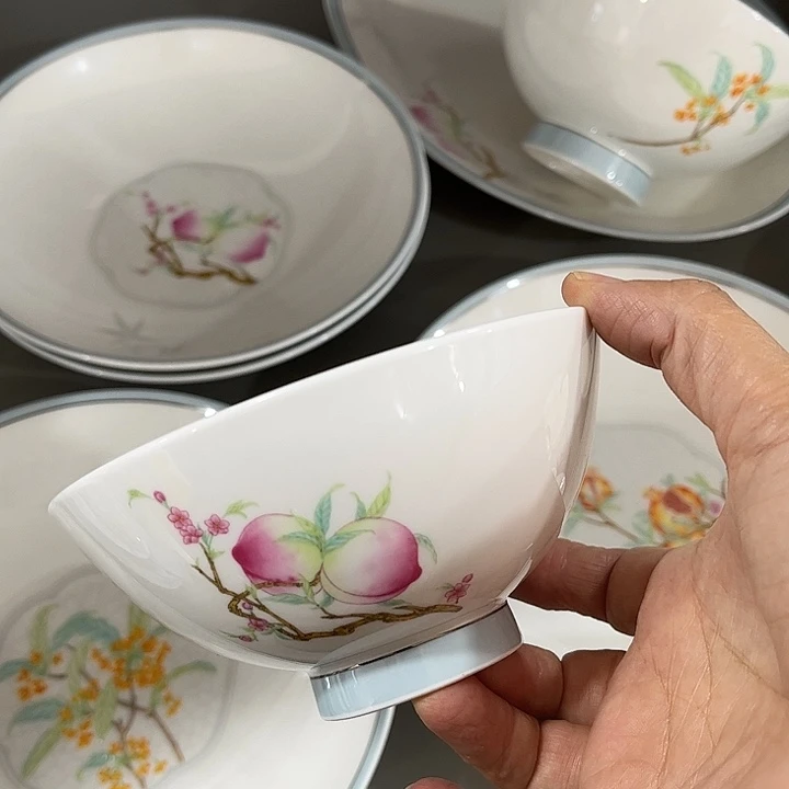 瓷片微瑕骨瓷碗两只装福桂