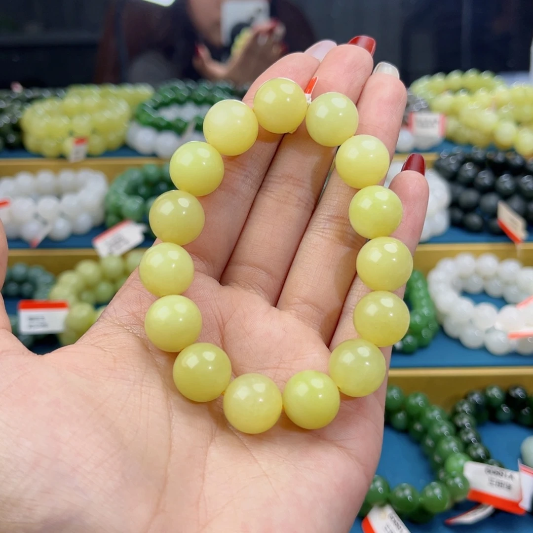 和田玉未镶嵌手链天然和田玉新疆若羌黄口手串13+