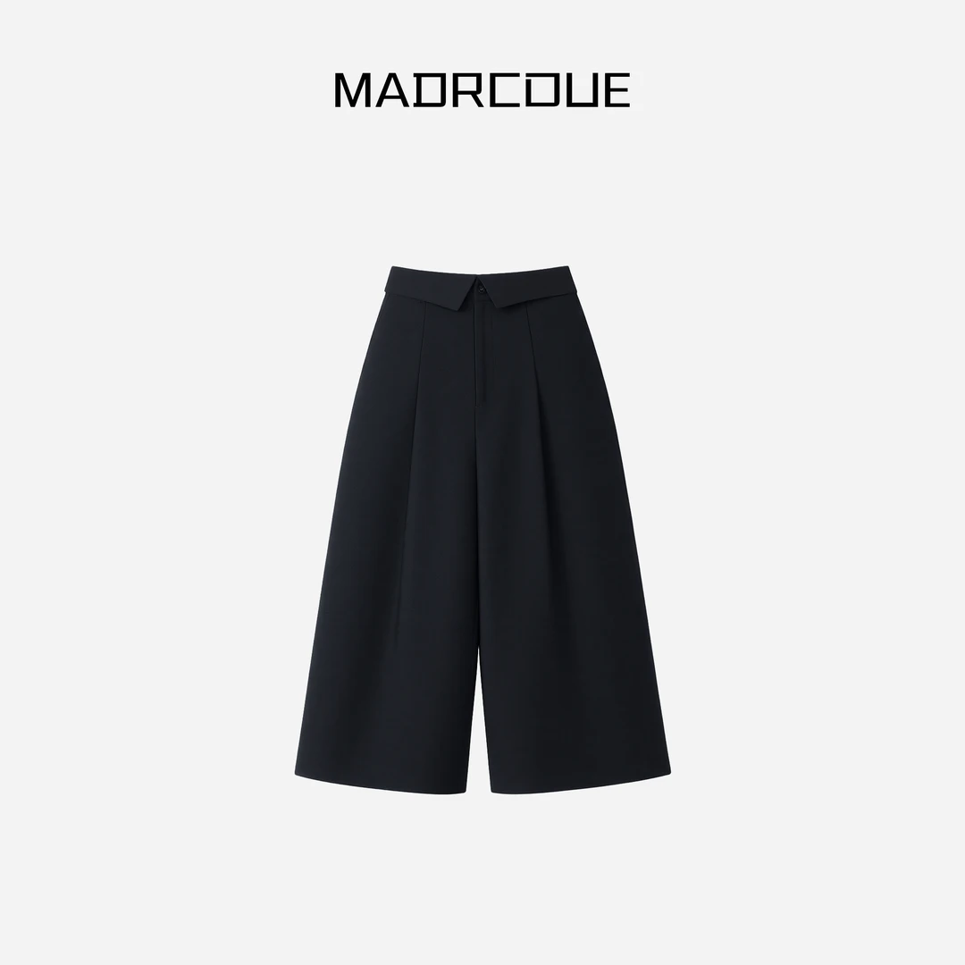 MADRCOUE 高腰翻边显瘦显高八分长裤662205