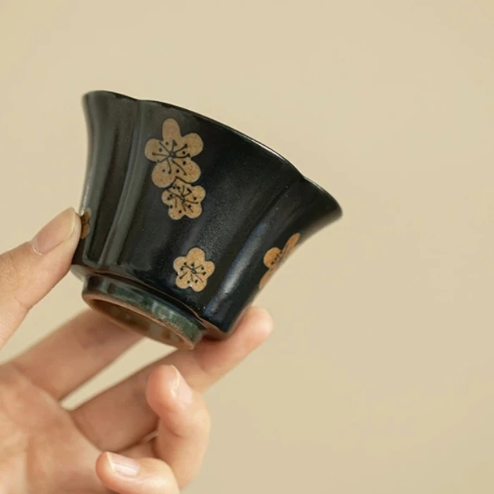 【陶研所专属】 冰梅花口杯复古陶瓷客杯品茗杯功夫茶具茶杯单杯