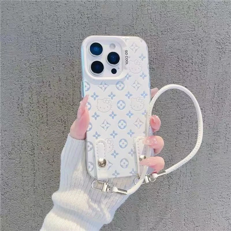 潮牌凯蒂猫挂绳适用苹果16手机壳新款华为小众vivo高级小米15oppo