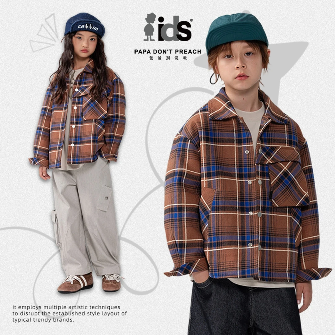 IDS【上海时装周同款】男女潮牌青少年格子外套春秋季长袖梭织外套