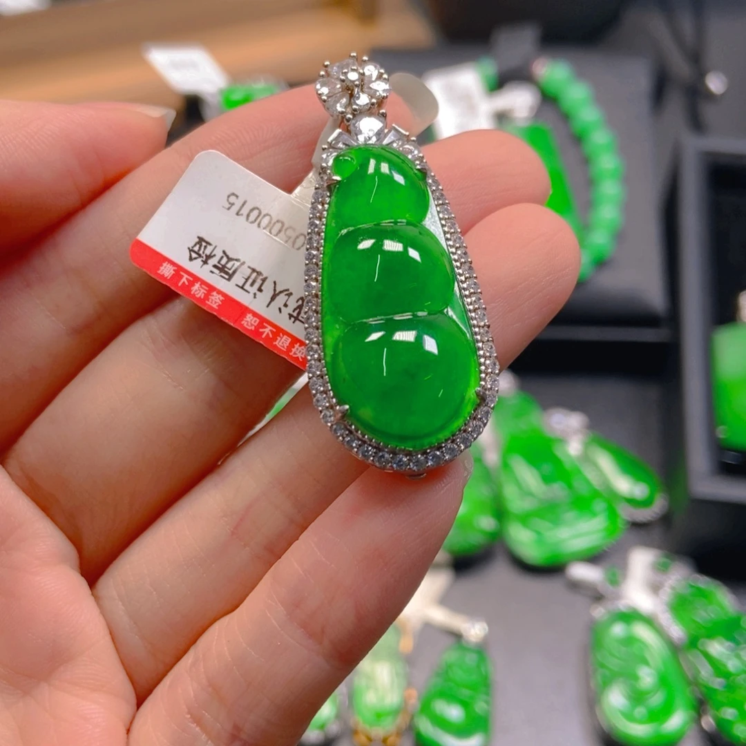 翡翠银S925镶嵌吊坠(不含链)