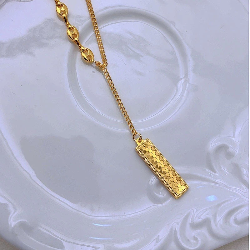 项链 1235-时尚轻奢金色龙鳞吊坠锁骨链气质高级感